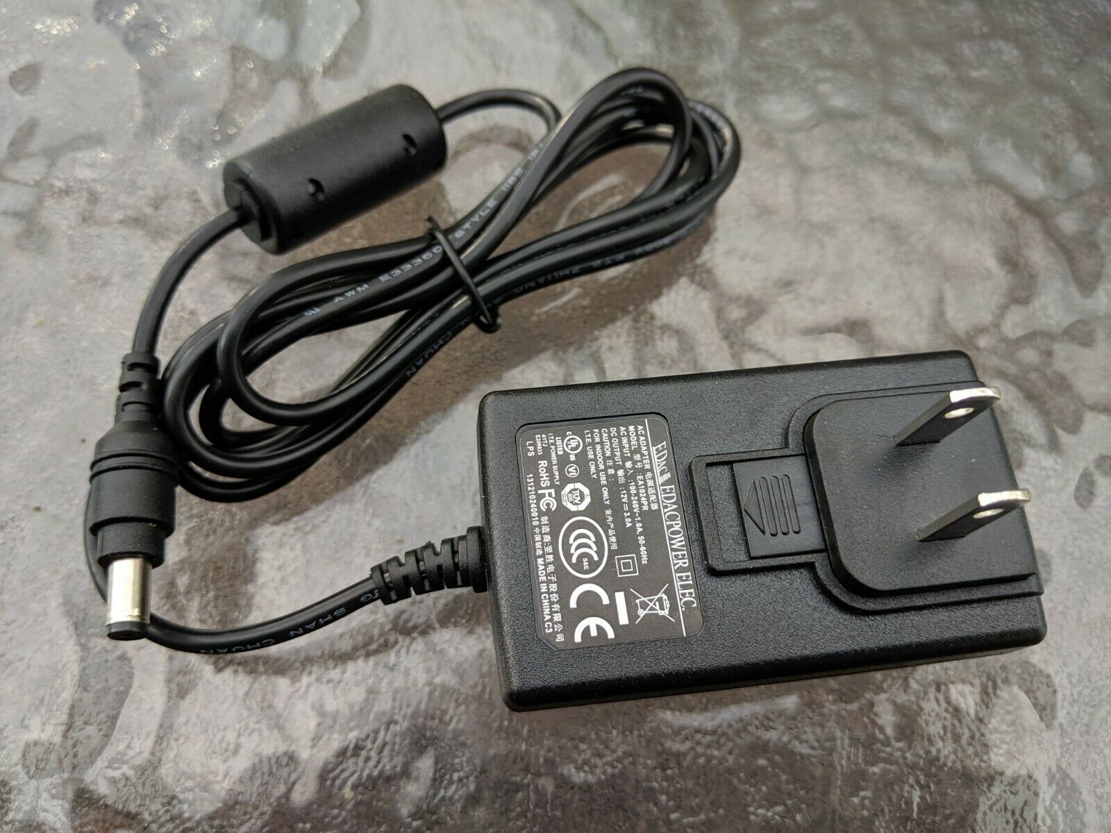 NEW EDAC POWER 12V DC 3A EA1024PR ac adapter power charger